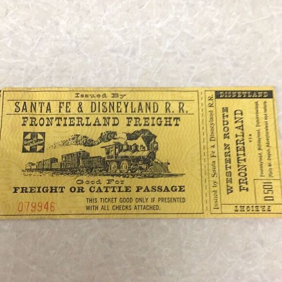 Disney land 1955 opening year frontierland freight ticket